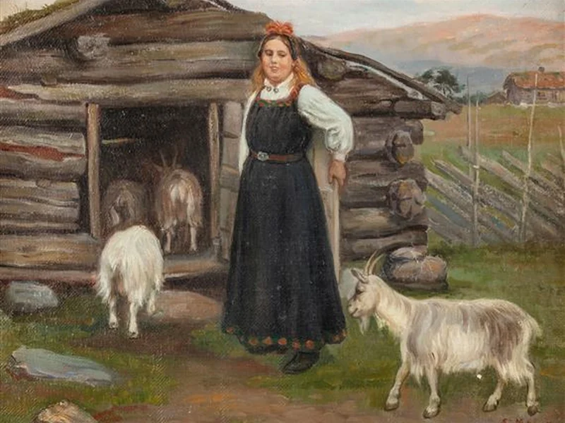 1864-Eivind Nielsen - Ragazza a Hallingstakk (1900)